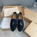 Loro Piana Women's Summer Charms Walk Loafers in Black Suede Leather Loro Piana Women's Summer Charms Walk Loafers in Black Suede Leather