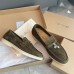 Loro Piana Women's Summer Charms Walk Loafers in Olive Suede Leather Loro Piana Women's Summer Charms Walk Loafers in Olive Suede Leather