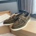 Loro Piana Women's Summer Charms Walk Loafers in Olive Suede Leather Loro Piana Women's Summer Charms Walk Loafers in Olive Suede Leather