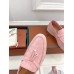 Loro Piana Women's Summer Charms Walk Loafers in Pink Suede Leather Loro Piana Women's Summer Charms Walk Loafers in Pink Suede Leather