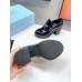 Prada Chocolate High-heeled Loafers In Black Brushed Leather