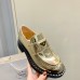 Prada Women's Loafers In Gold Metallic Leather Prada Women's Loafers In Gold Metallic Leather