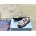 Prada Women's Loafers In Silver Metallic Leather