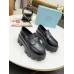 Prada Women's Monolith Loafers In Black Brushed Leather Prada Women's Monolith Loafers In Black Brushed Leather