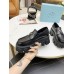 Prada Women's Monolith Loafers In Black Brushed Leather Prada Women's Monolith Loafers In Black Brushed Leather
