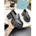 Prada Women's Monolith Loafers In Black Brushed Leather Prada Women's Monolith Loafers In Black Brushed Leather