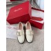 Roger Vivier Viv' Rangers Strass Buckle Loafers in White Patent Leather
