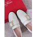 Roger Vivier Viv' Rangers Strass Buckle Loafers in White Patent Leather