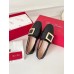 Roger Vivier Soft Metal Buckle Loafers in Black Leather