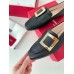 Roger Vivier Soft Metal Buckle Loafers in Black Leather