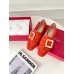 Roger Vivier Soft Metal Buckle Loafers In Orange Suede