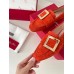 Roger Vivier Soft Metal Buckle Loafers In Orange Suede