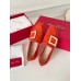 Roger Vivier Soft Metal Buckle Loafers In Orange Suede
