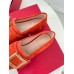 Roger Vivier Soft Metal Buckle Loafers In Orange Suede