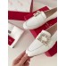 Roger Vivier Mini Broche Buckle Loafers in White Patent Leather