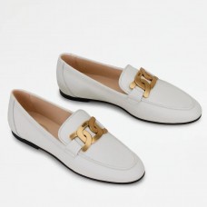 Tod's Women's Kate Loafers In White Calfskin Tod's Women's Kate Loafers In White Calfskin