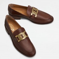 Tod's Women's Cuoio Loafers In Brown Calfskin Tod's Women's Cuoio Loafers In Brown Calfskin