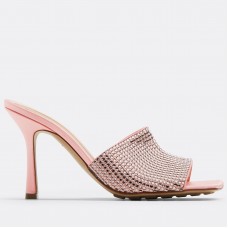 Bottega Veneta Stretch Mules 90mm In Pink Strass-embellished Satin Bottega Veneta Stretch Mules 90mm In Pink Strass-embellished Satin