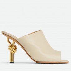 Bottega Veneta Knot Mules 90mm In White Lambskin Bottega Veneta Knot Mules 90mm In White Lambskin