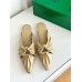 Bottega Veneta Bunnie Flat Mules In Beige Patent Leather