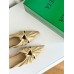 Bottega Veneta Bunnie Flat Mules In Beige Patent Leather