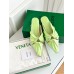 Bottega Veneta Bunnie Flat Mules In Fennel Patent Leather Bottega Veneta Bunnie Flat Mules In Fennel Patent Leather