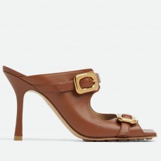 Bottega Veneta Stretch Buckle Mules in Caramel Calfskin Bottega Veneta Stretch Buckle Mules in Caramel Calfskin