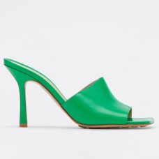Bottega Veneta Stretch Mules 90mm In Green Lambskin Bottega Veneta Stretch Mules 90mm In Green Lambskin