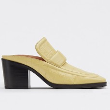 Bottega Veneta Mules In Butter Crocodile Embossed Leather Bottega Veneta Mules In Butter Crocodile Embossed Leather