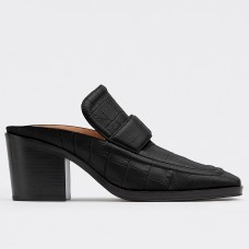 Bottega Veneta Mules In Black Crocodile Embossed Leather Bottega Veneta Mules In Black Crocodile Embossed Leather