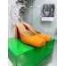 Bottega Veneta Tower Mules In Orange Patent Calfskin