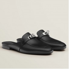 Hermes Women's Oz Mules in Black Leather Hermes Women's Oz Mules in Black Leather