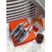 Hermes Oz Mules In Silver Metallic Calfskin