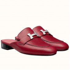 Hermes Trocadero Mules In Red Goatskin Hermes Trocadero Mules In Red Goatskin