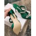 Manolo Blahnik Lurum Crystal 90mm Mules In Green Satin Manolo Blahnik Lurum Crystal 90mm Mules In Green Satin