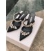 Manolo Blahnik Lurum Crystal 90mm Mules In Black Satin Manolo Blahnik Lurum Crystal 90mm Mules In Black Satin