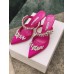 Manolo Blahnik Lurum Crystal 90mm Mules In Rose Red Satin Manolo Blahnik Lurum Crystal 90mm Mules In Rose Red Satin