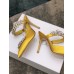 Manolo Blahnik Lurum Crystal 90mm Mules In Yellow Satin Manolo Blahnik Lurum Crystal 90mm Mules In Yellow Satin