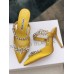 Manolo Blahnik Lurum Crystal 90mm Mules In Yellow Satin Manolo Blahnik Lurum Crystal 90mm Mules In Yellow Satin
