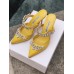 Manolo Blahnik Lurum Crystal 90mm Mules In Yellow Satin Manolo Blahnik Lurum Crystal 90mm Mules In Yellow Satin