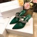 Manolo Blahnik Lutara Crystal 90mm Mules In Green Satin Manolo Blahnik Lutara Crystal 90mm Mules In Green Satin