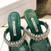 Manolo Blahnik Lutara Crystal 90mm Mules In Green Satin Manolo Blahnik Lutara Crystal 90mm Mules In Green Satin