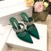 Manolo Blahnik Lutara Crystal 90mm Mules In Green Satin Manolo Blahnik Lutara Crystal 90mm Mules In Green Satin