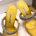 Manolo Blahnik Lutara Crystal 90mm Mules In Yellow Satin Manolo Blahnik Lutara Crystal 90mm Mules In Yellow Satin