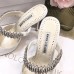Manolo Blahnik Lutara Crystal 90mm Mules In White Satin Manolo Blahnik Lutara Crystal 90mm Mules In White Satin
