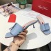 Roger Vivier Covered Buckle 45mm Mules in Blue Leather Roger Vivier Covered Buckle 45mm Mules in Blue Leather