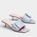 Roger Vivier Covered Buckle 45mm Mules in Blue Leather Roger Vivier Covered Buckle 45mm Mules in Blue Leather