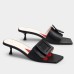 Roger Vivier Covered Buckle 45mm Mules in Black Leather Roger Vivier Covered Buckle 45mm Mules in Black Leather