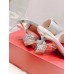 Roger Vivier Cube Strass Heel Mules in Silver Metallic Leather