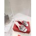 Roger Vivier Cube Strass Heel Mules in Silver Metallic Leather